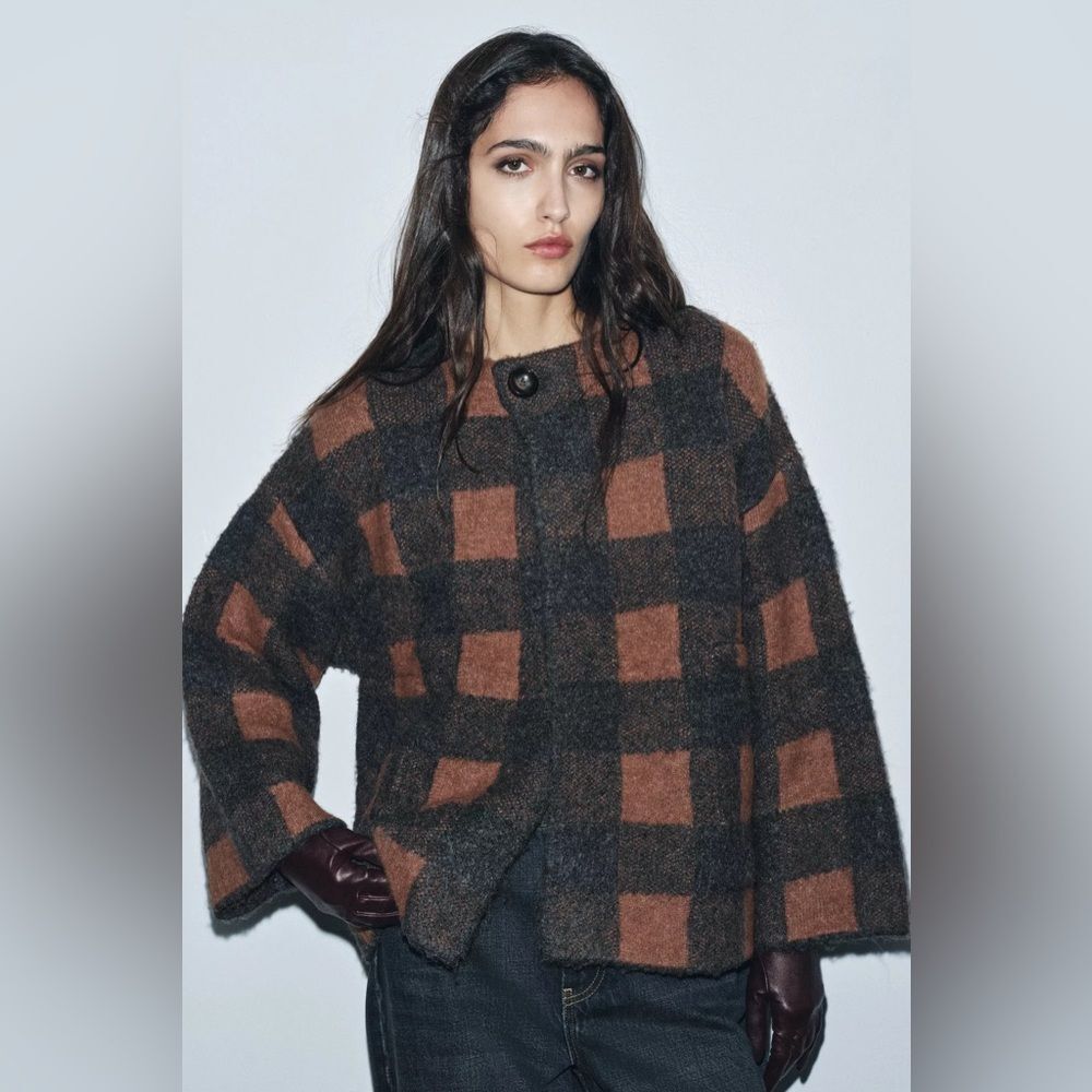 ZARA PLAID JACKET CARDIGAN - Picture 7 of 7